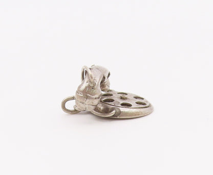 925 Sterling Silver  Vintage Petite Old Fashioned Telephone Pendant  PT18386
