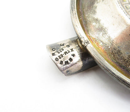 MONTENEGRO 925 Sterling Silver  Vintage Mayan Sun Calendar Ashtray  TR1270