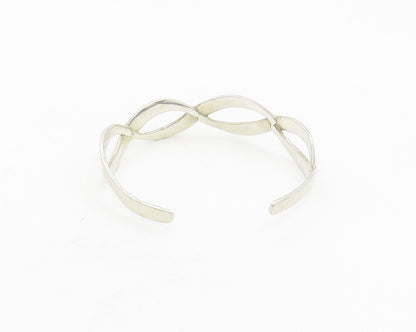 925 Sterling Silver  Vintage Smooth Shiny Open Twist Cuff Bracelet  BT7572