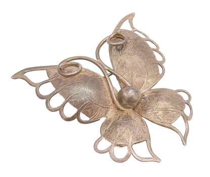 925 Sterling Silver Vintage Brooch Pin BEAU Swirly Cutout Butterfly  BP10749