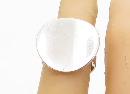 925 Sterling Silver  Vintage Shiny Round Concave Smooth Band Ring Sz 5  RG7136