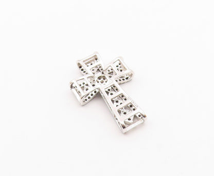 925 Sterling Silver   Vintage Sparkly Spinel Religious Cross Pendant  PT20623