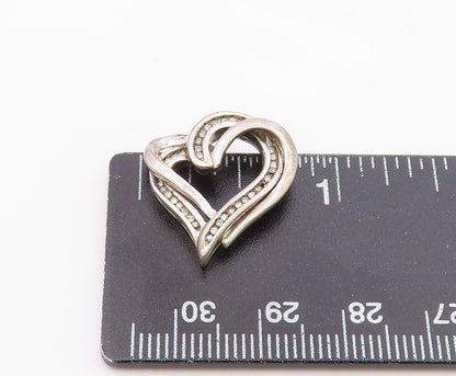 925 Sterling Silver   Vintage Genuine Diamonds Love Heart Pendant  PT10219