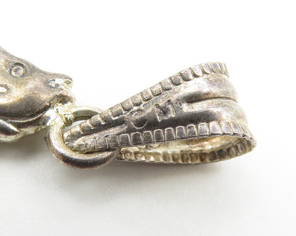 925 Sterling Silver  Vintage Petite Dark Tone Hollow Horse Pendant  PT8222