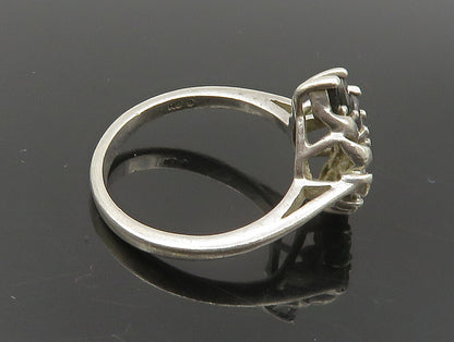 925 Silver  Vintage Sapphire & Cubic Zirconia Floral Ring Sz 8.5  RG24200