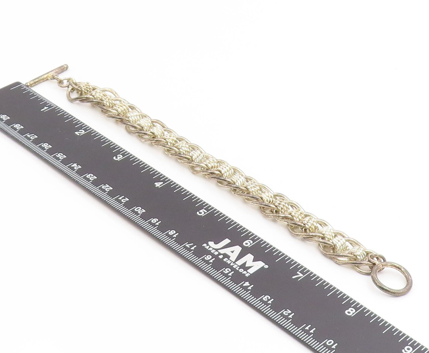 925 Sterling Silver Vintage Bracelet Bold Interlocking Woven Braid Link  BT11922