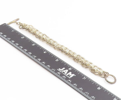 925 Sterling Silver Vintage Bracelet Bold Interlocking Woven Braid Link  BT11922