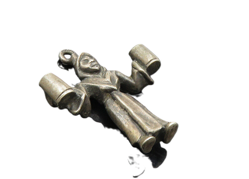925 Sterling Silver  Vintage Cloaked Figure Holding Cups Pendant  PT7187