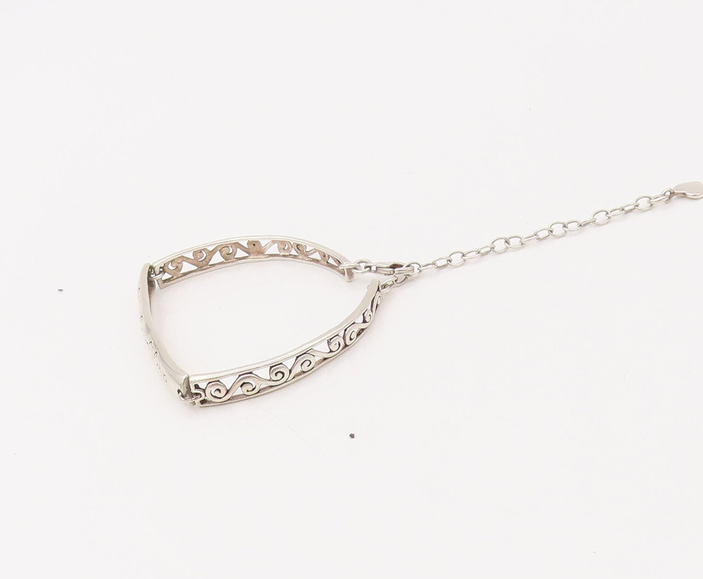 LA 925 Sterling Silver  Vintage Live Laugh Love Swirly Cutout Bracelet BT9875