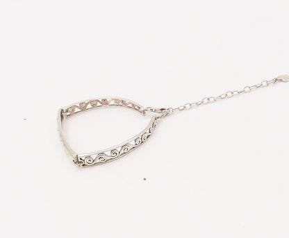 LA 925 Sterling Silver  Vintage Live Laugh Love Swirly Cutout Bracelet BT9875