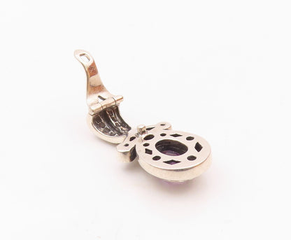 925 Sterling Silver  Vintage Amethyst & Citrine Bubble Bail Pendant  PT15939
