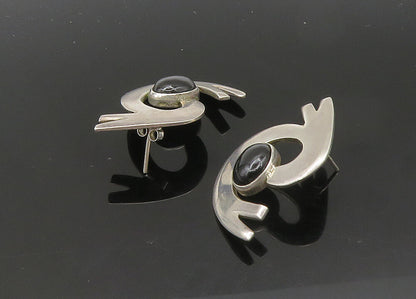 MEXICO 925 Sterling Silver  Vintage Black Onyx Modernist Drop Earrings EG10571