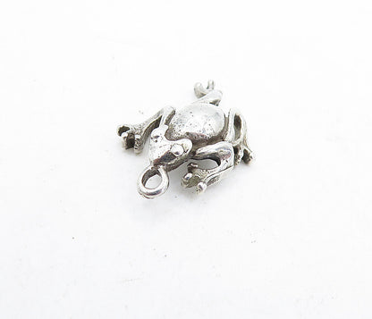 925 Sterling Silver  Vintage Petite Shiny Frog Motif Drop Pendant  PT3940