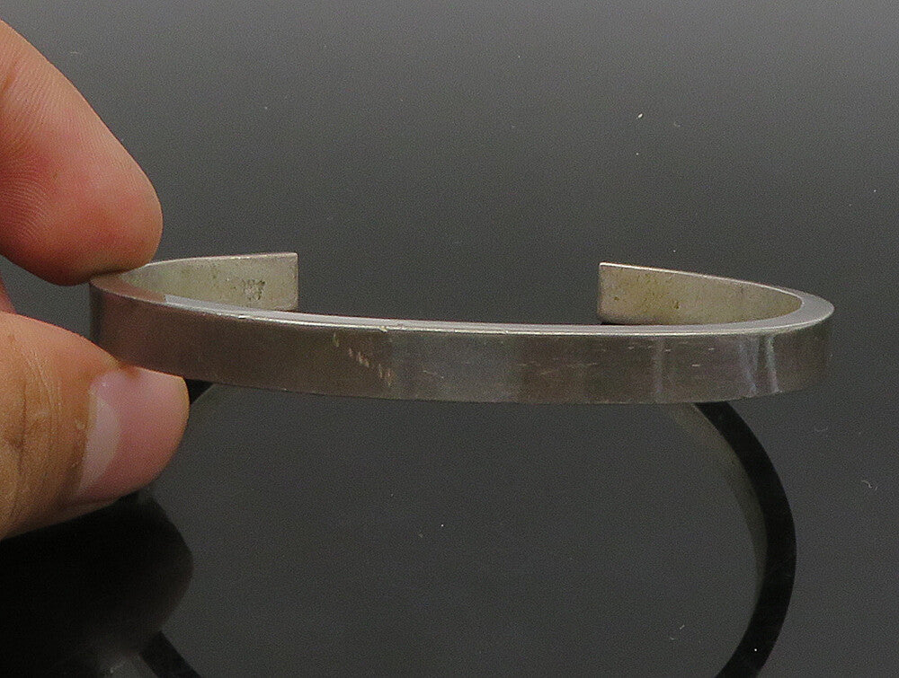 FITCH 925 Silver  Vintage Minimalist Dark Tone Smooth Cuff Bracelet  BT9255