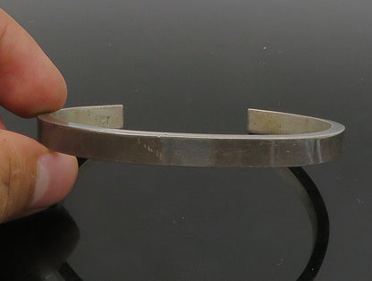 FITCH 925 Silver  Vintage Minimalist Dark Tone Smooth Cuff Bracelet  BT9255