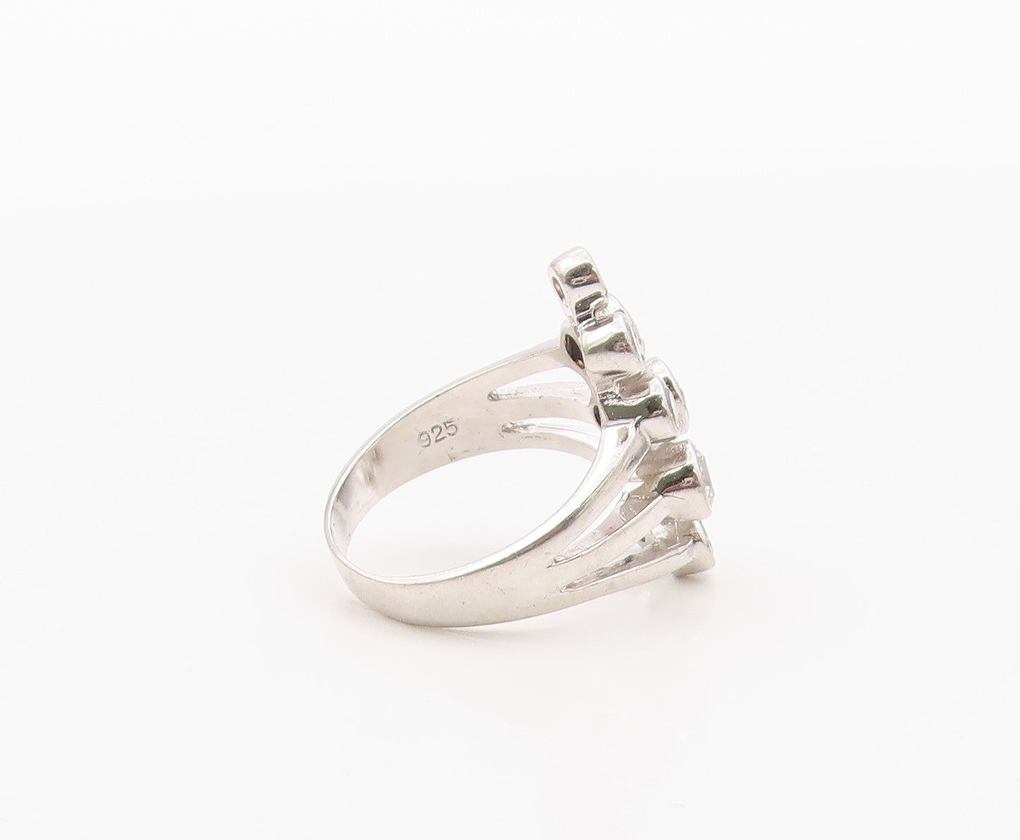 925 Sterling Silver Vintage Ring Bezel Set CZ Bubble Cluster  Sz 8.5  RG36385