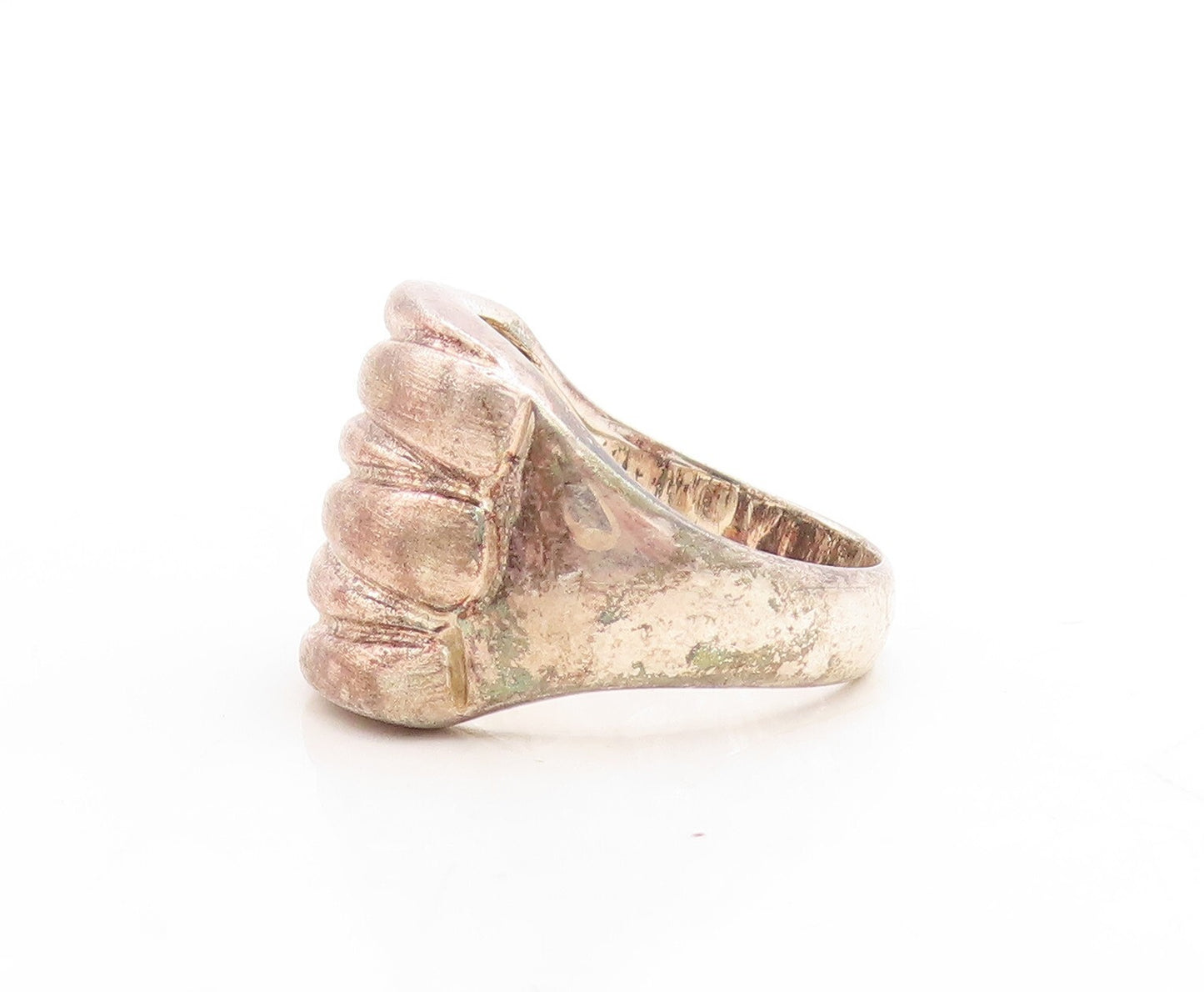 925 Sterling Silver Vintage Ring Interlocked Triangles Carved  Sz 9  RG31547
