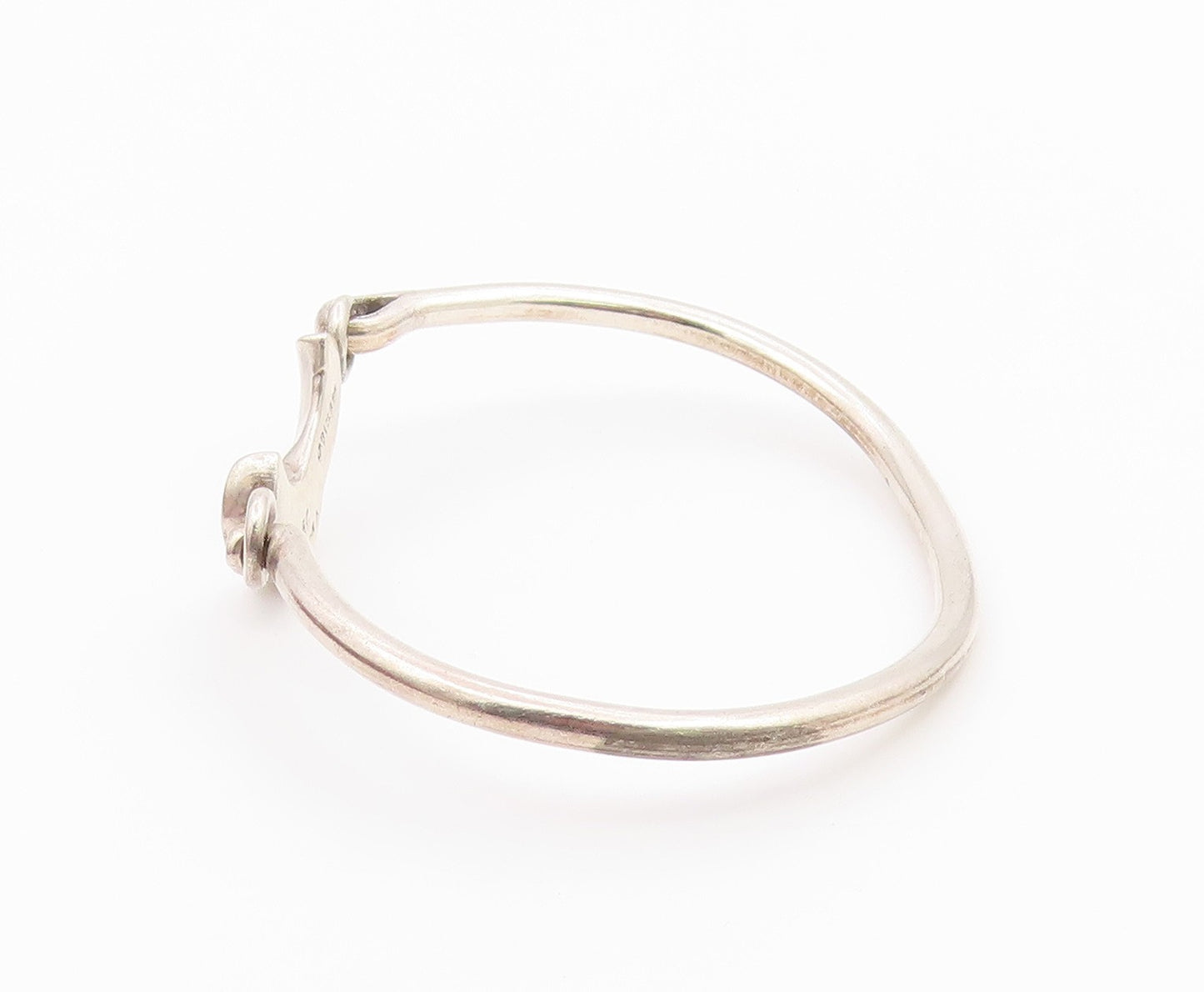 MEXICO 925 Sterling Silver  Vintage Shiny Hook Bangle Bracelet  BT9001