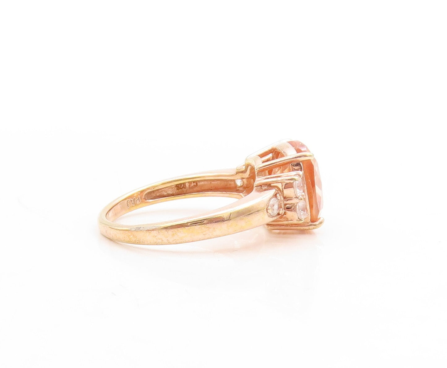 925 Sterling Silver Vintage Ring Rose Gold Plated Morganite CZ  Sz 7  RG31568