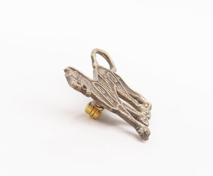 925 Sterling Silver Vintage Brooch Pin Solid Swirly Etched Barking Dog  BP10723