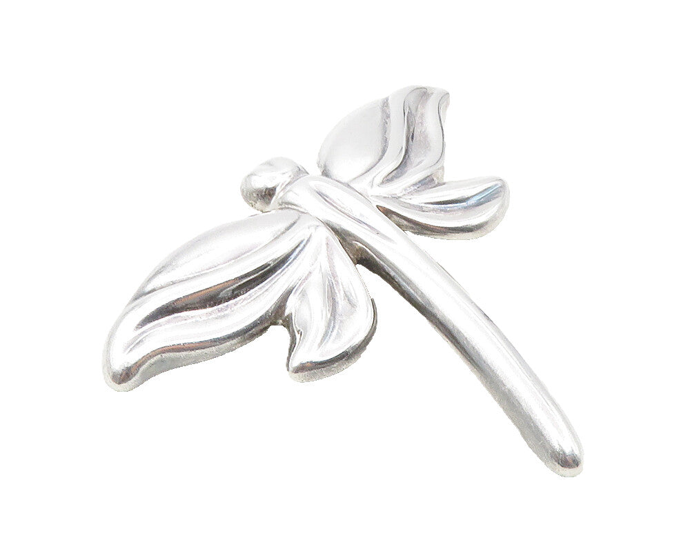 JONDELL 925 Sterling Silver  Vintage Shiny Dragonfly Motif Brooch Pin  BP3631