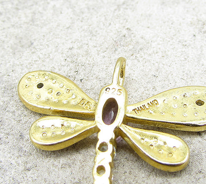 Gold Over 925 Silver  Gemstones & Genuine Diamonds Firefly Pendant  PT1249