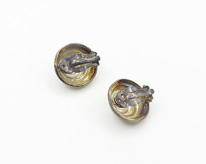 TIFFANY & CO. 925 Silver  Vintage Dark Tone Dome Non Pierce Earrings  EG9484
