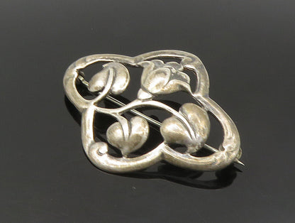 925 Sterling Silver  Vintage Antique Floral Vine Motif Brooch Pin  BP9284