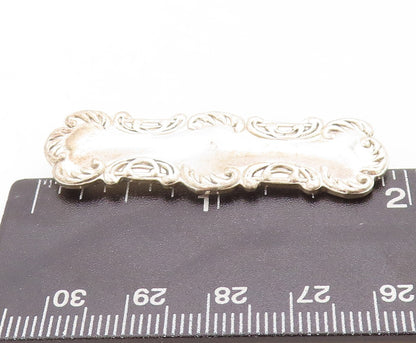 925 Sterling Silver Vintage Brooch Pin Designer Swirly Carved Frame  BP11336