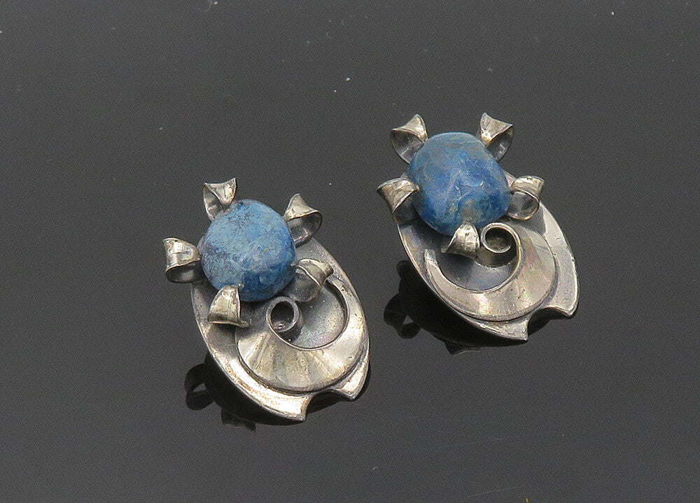 925 Sterling Silver  Vintage Sodalite Non Pierce Drop Earrings  EG10137