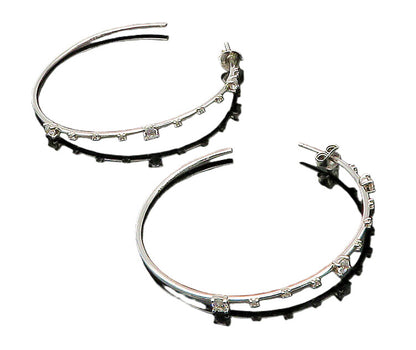 925 Sterling Silver  Vintage Sparkling Cubic Zirconia JHoop Earrings  EG10932