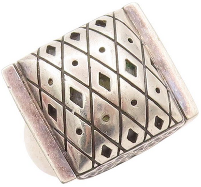 925 Sterling Silver Vintage Ring Designer Puffed Dented Etched  Sz 7  RG28442