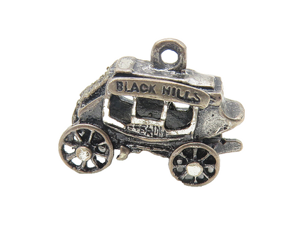 925 Sterling Silver  Vintage Oxidized Black Hills Carriage Car Pendant  PT8918