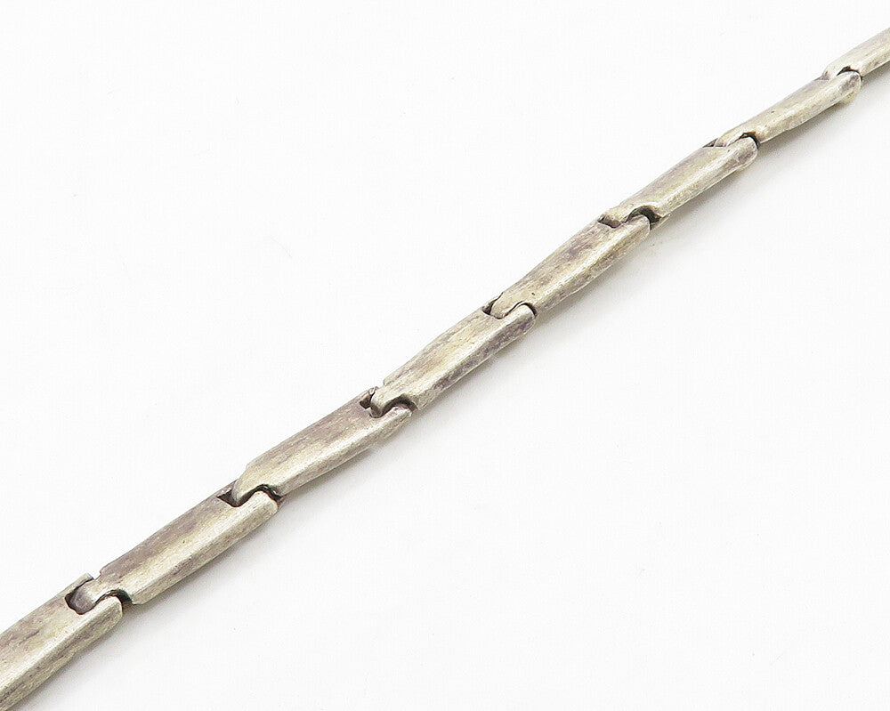 925 Sterling Silver  Vintage Inlaid Mother Of Pearl Chain Necklace  NE3232