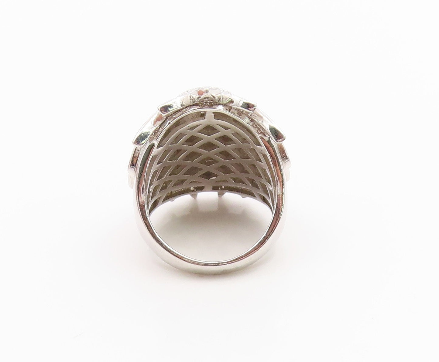 925 Sterling Silver Vintage Ring CZ Native American Chief Head  Sz 8  RG36254