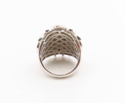 925 Sterling Silver Vintage Ring CZ Native American Chief Head  Sz 8  RG36254