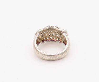 925 Sterling Silver Vintage Ring Minimalist CZ Beaded Bulged Neck  Sz 7  RG28409