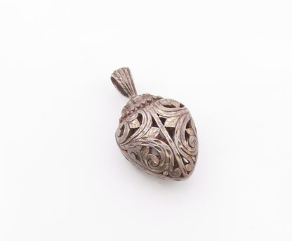 925 Sterling Silver  Vintage Open Love Heart Vine Swirl Pendant  PT20086