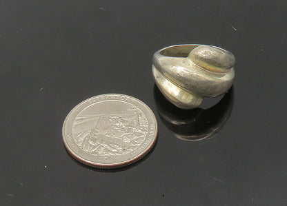 925 Sterling Silver  Vintage Shiny Fluted Bypass Style Band Ring Sz 7  RG21278