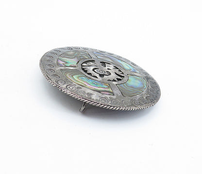 MEXICO 925 Sterling Silver  Vintage Abalone Shell Bird Brooch Pin  BP2078