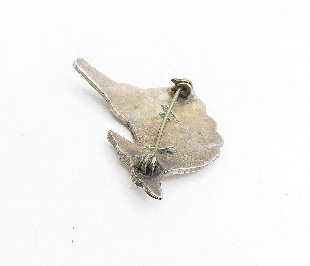 MB MEXICO 925 Silver  Vintage Abalone Shell Swordfish Motif Brooch Pin  BP3056