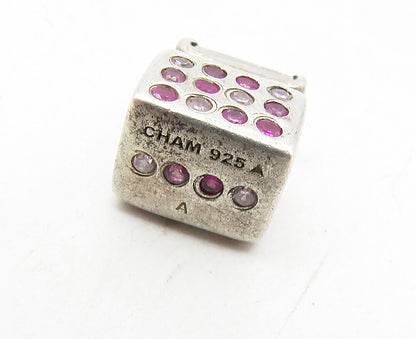 CHAM 925 Sterling Silver  Vintage Cubic Zirconia & Pink Topaz Pendant  PT7179