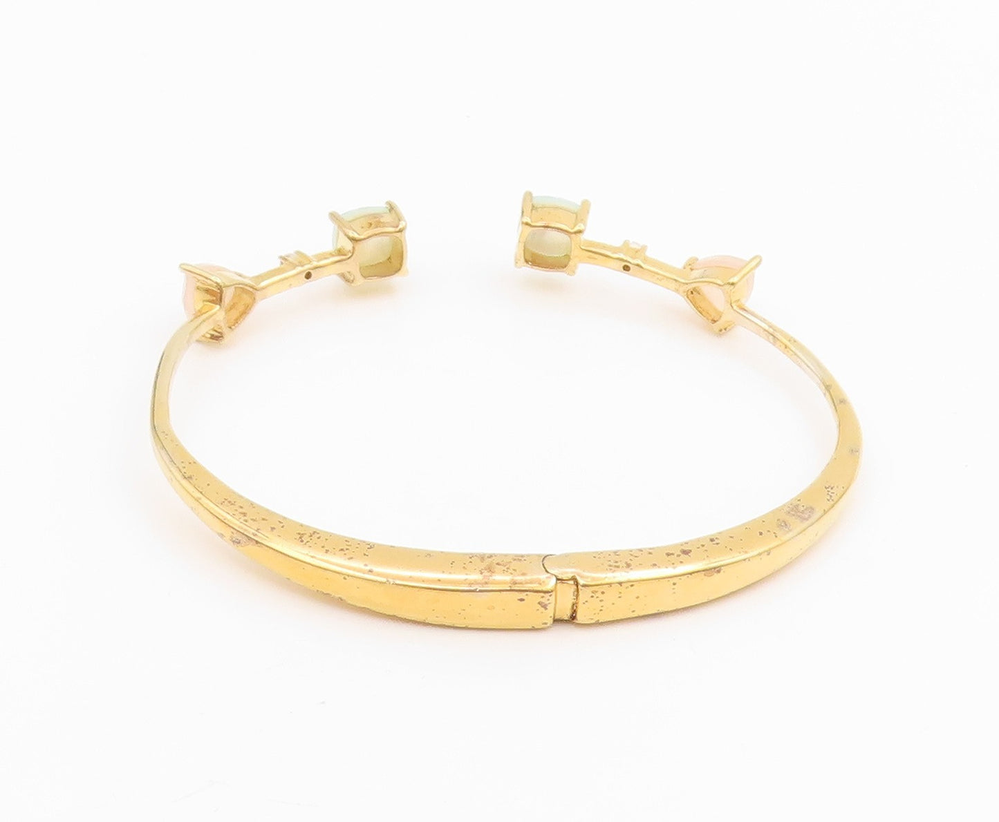 925 Sterling Silver Vintage Bracelet Gold Plated Quartz Elegant Cuff  BT11656