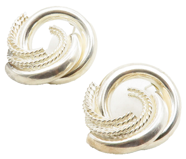 925 Sterling Silver  Vintage Shiny Rope Twist Hollow Drop Earrings  EG6491