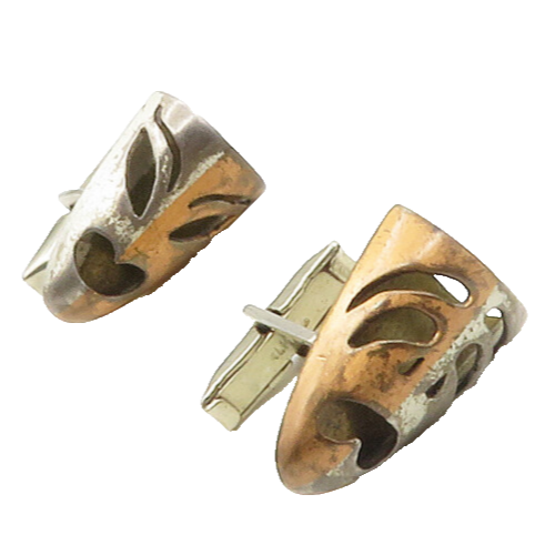 METALES CASADOS MEXICO 925 Sterling Silver Vintage Theater Mask Cufflinks TR2343