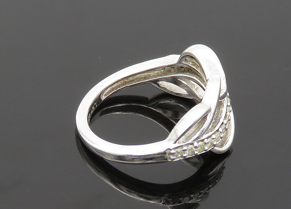 925 Silver  Vintage Genuine Diamonds Split Swirl Band Ring Sz 7  RG21455