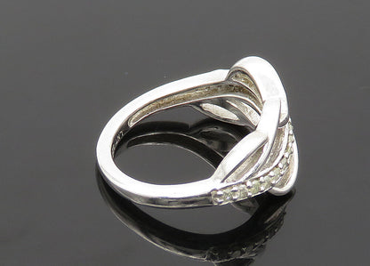 925 Silver  Vintage Genuine Diamonds Split Swirl Band Ring Sz 7  RG21455