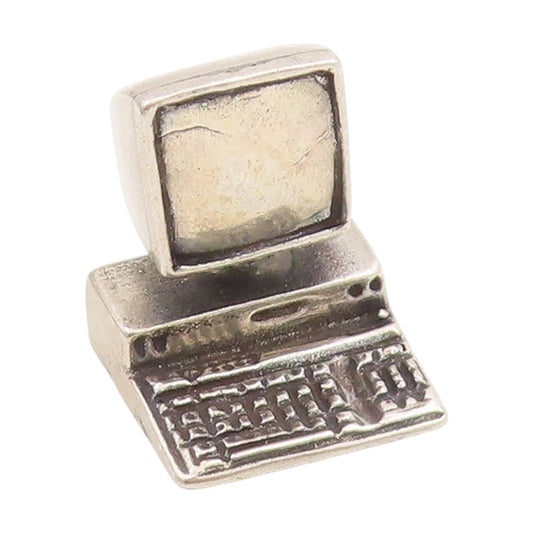 925 Sterling Silver Vintage Decorative Piece Retro Desktop Computer Charm TR4074