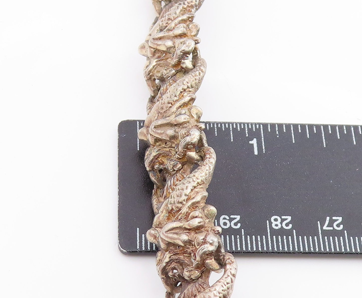 925 Sterling Silver Vintage Bracelet Brutalist Mermaid Link Design  BT12061