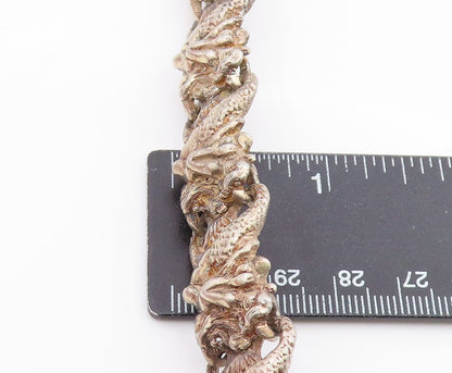 925 Sterling Silver Vintage Bracelet Brutalist Mermaid Link Design  BT12061
